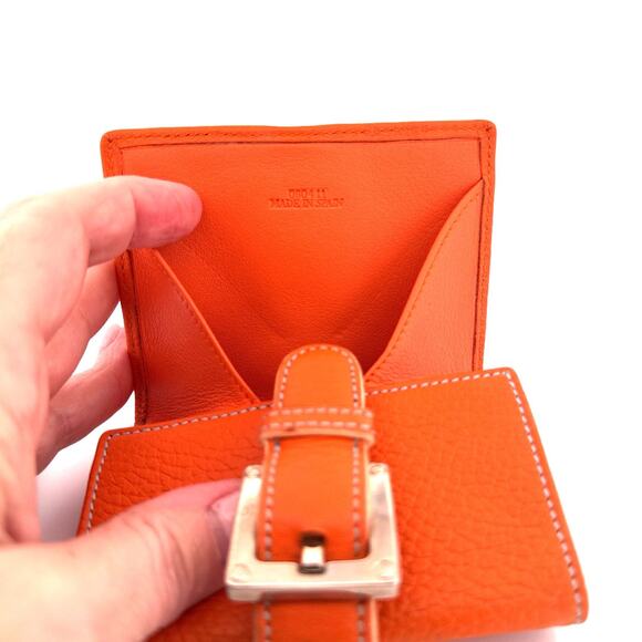 Loewe Textured Calfskin Buckle Compact Wallet in Orange - Picture 6 of 7